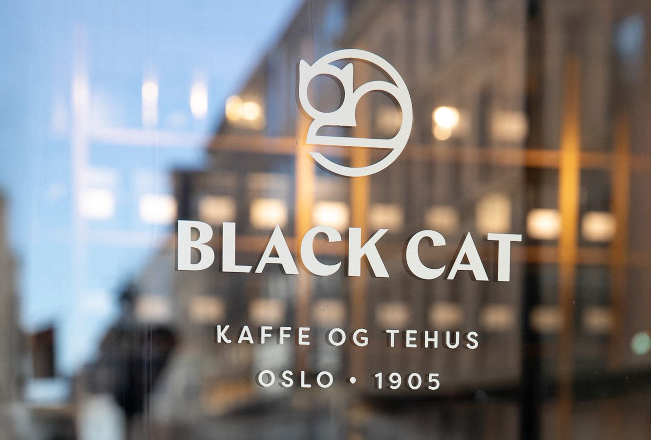 Black Cat logo foliert på vindu